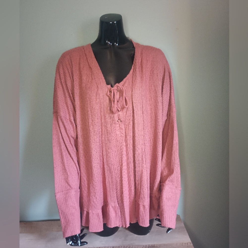 Maurices Pointelle Sweater Set 2X Cardigan Henley Top Dusty Pink Lounge NWT
